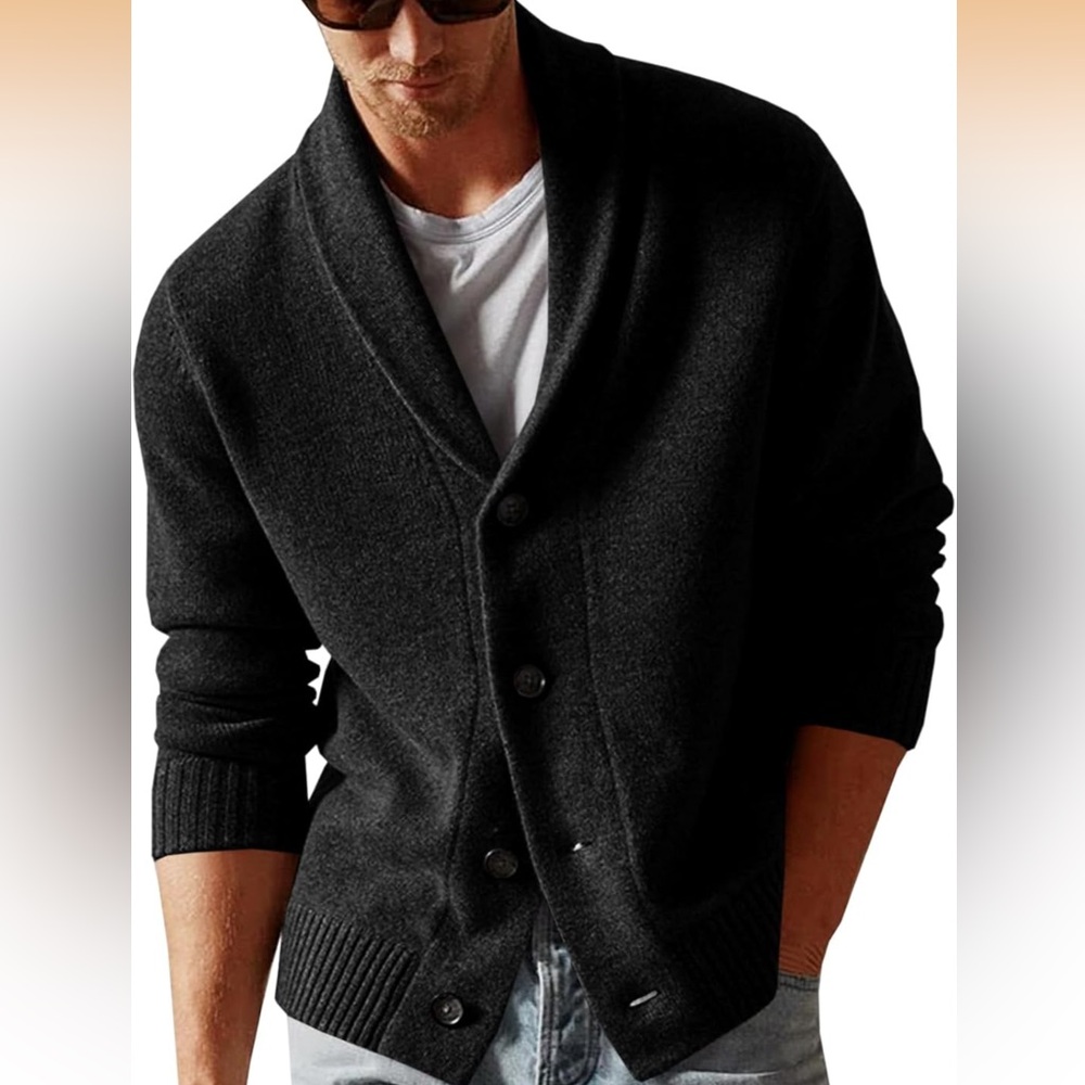 Marc Anthony men's gray shawl collar cardigan sweater